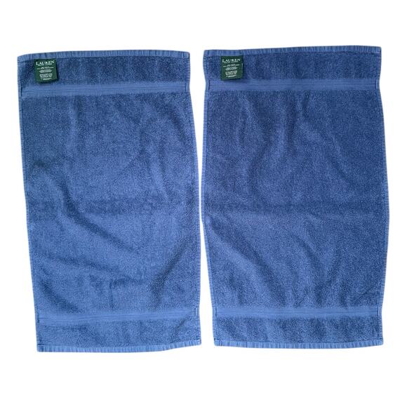 Lauren Ralph Lauren Hand Towels‎ 27x15" Cotton Navy Blue Nautical Coastal Pair - Picture 4 of 6